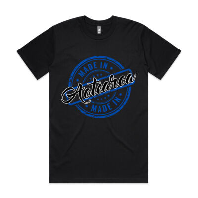 MADE IN AOTEAROA TEE blue print. Thumbnail
