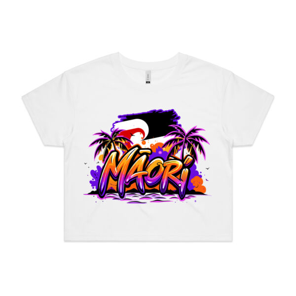 MAORI PALM TREE SUNSET CROP TEE Thumbnail
