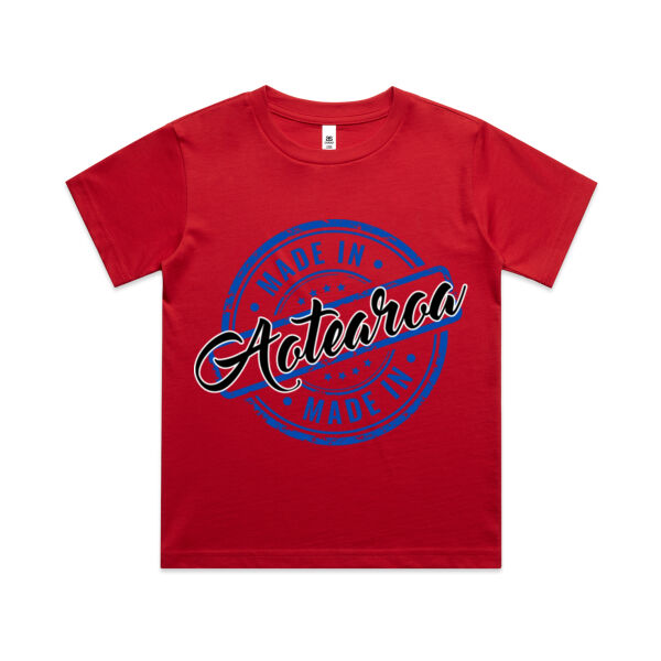 MADE IN AOTEAROA YOUTH TEE blue print. Thumbnail