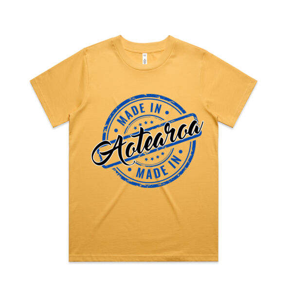 MADE IN AOTEAROA WOMENS TEE blue print. Thumbnail