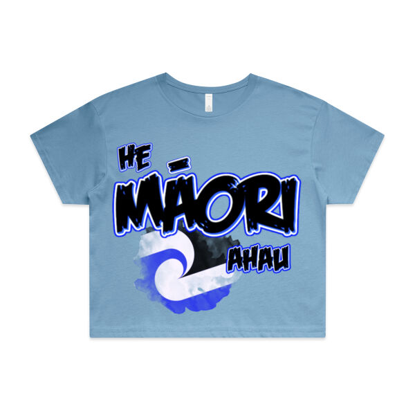 He Maori ahau Tee Blue - AS Colour / Wo's CROP TEE Thumbnail