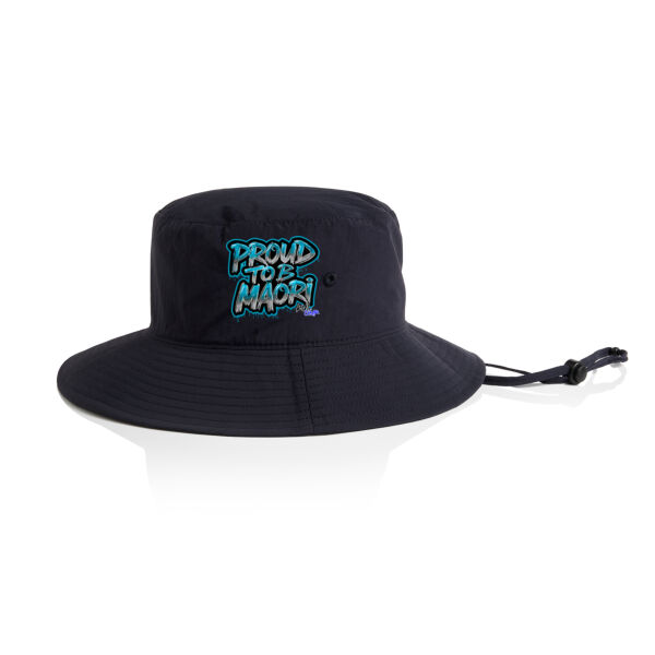 Proud To B Maori Graphic Teal - ascolour/NYLON WIDE BRIM BUCKET HAT Thumbnail