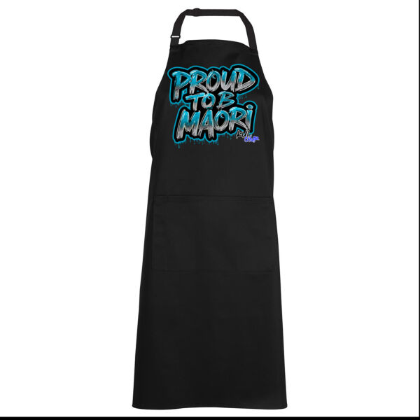 Proud To B Maori Graphic Teal - APRON WITH POCKET AND BIB Thumbnail