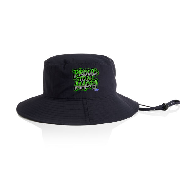 Proud To B Maori Graphic Green - ascolour/NYLON WIDE BRIM BUCKET HAT Thumbnail