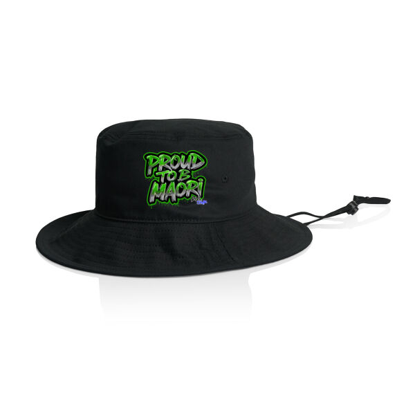 Proud To B Maori Graphic Green - AS COLOUR /WIDE BRIM BUCKET HAT Thumbnail