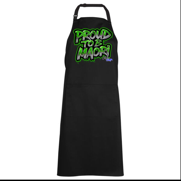 Proud To B Maori Graphic Green - APRON WITH POCKET AND BIB Thumbnail