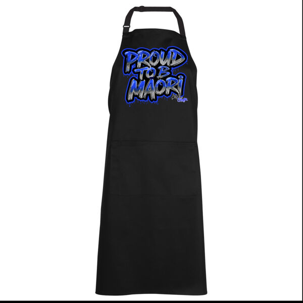 Proud To B Maori Graphic Blue - APRON WITH POCKET AND BIB Thumbnail