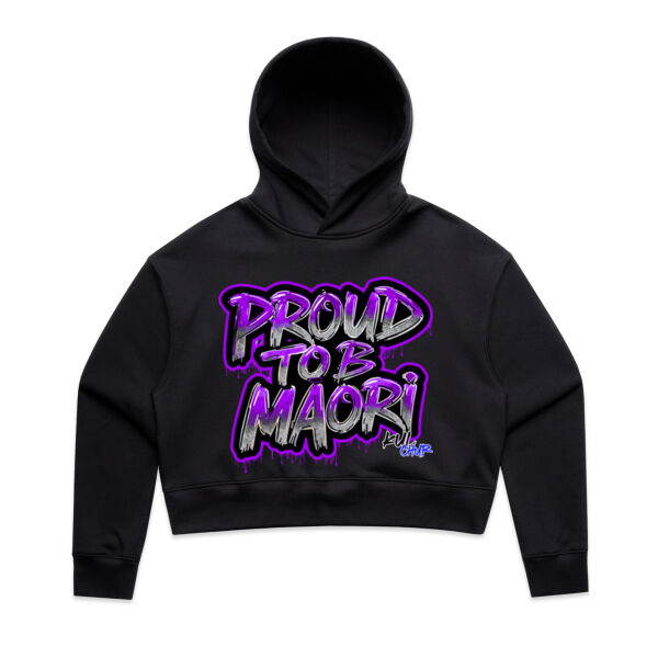 Proud To B Maori Graphic Purple - AS Colour / RELAX CROP HOOD Thumbnail