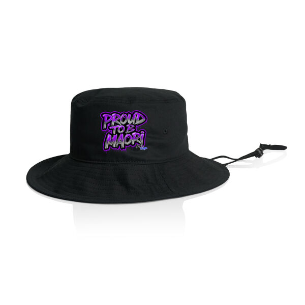 Proud To B Maori Graphic Purple - AS COLOUR /WIDE BRIM BUCKET HAT Thumbnail