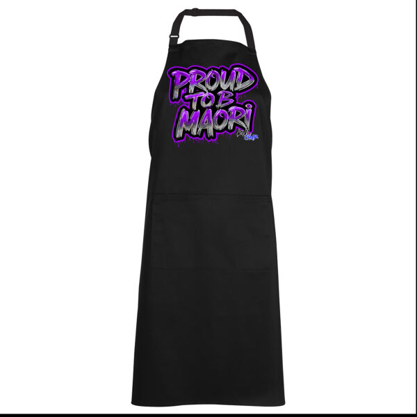 Proud To B Maori Graphic Purple - APRON WITH POCKET AND BIB Thumbnail